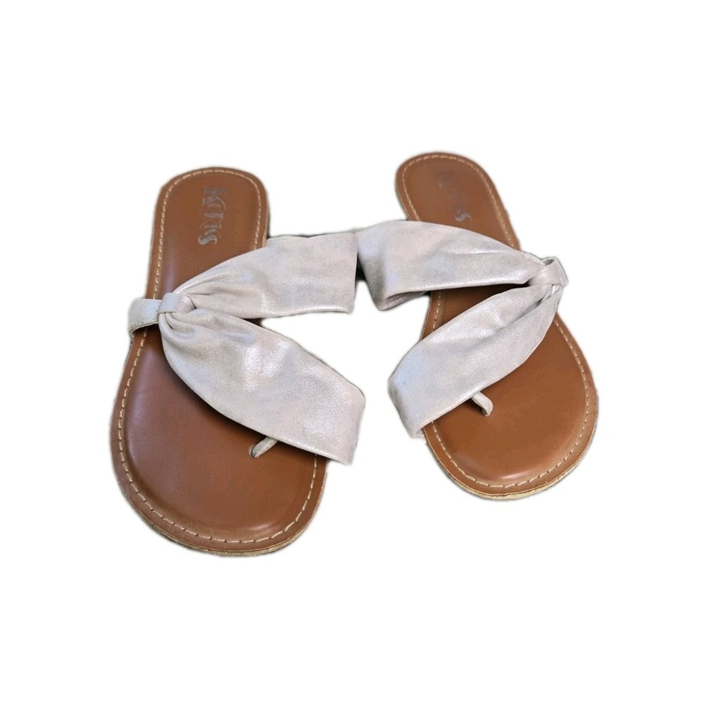 Korks Khela20 Pearly Metalic Flats Slip On Thong FlipFlop Preppy Minimalist 8